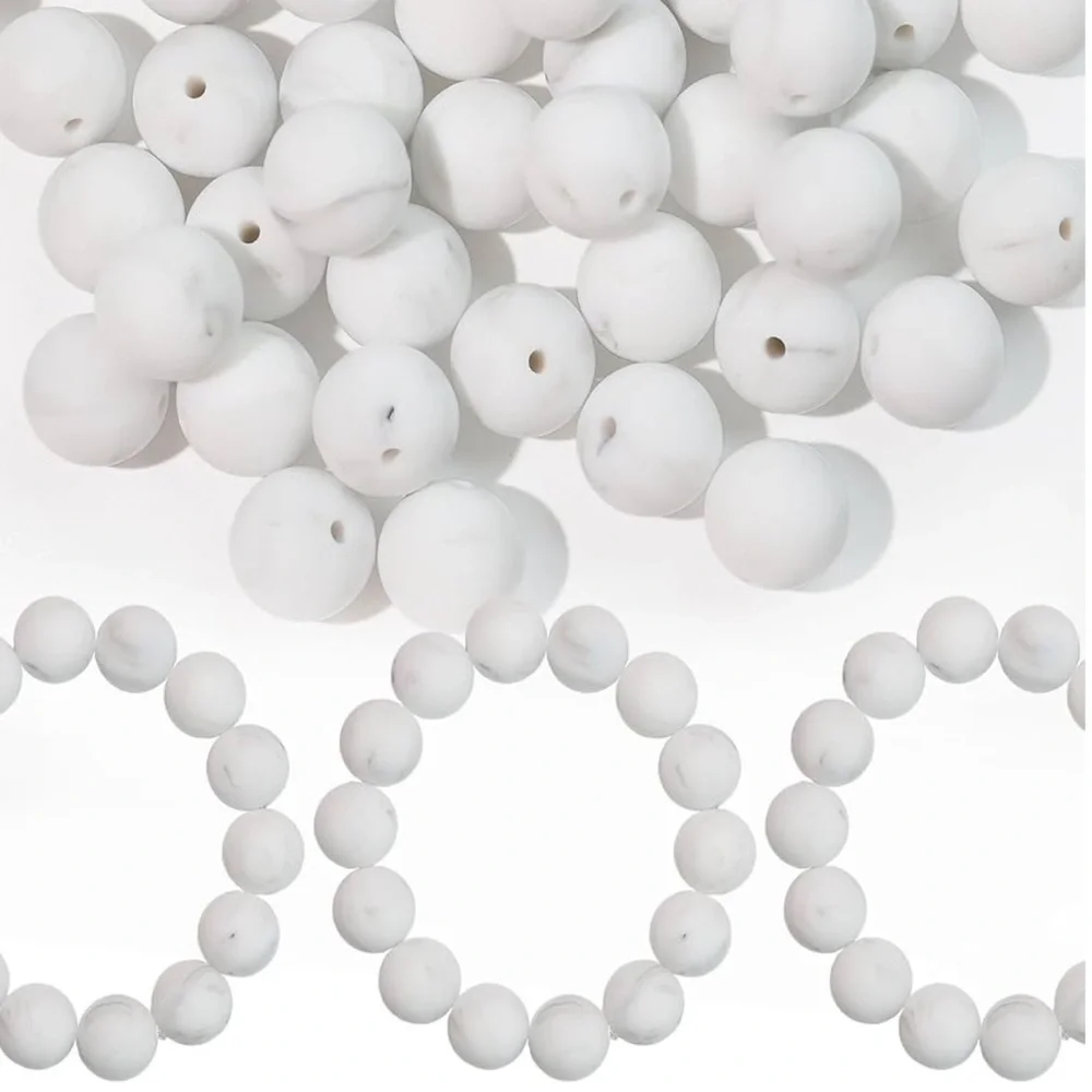 White Marble Bead Bracelet Set